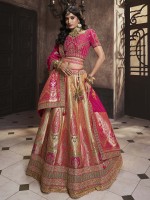 Peach N Pink Banarshi Silk Lehenga